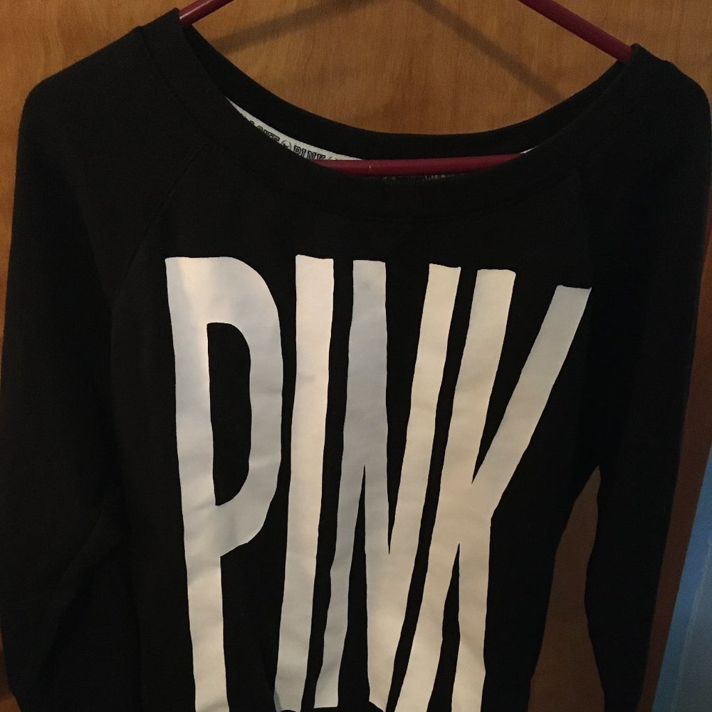 Pink Victoria Secret's Black logo Sweatshirt